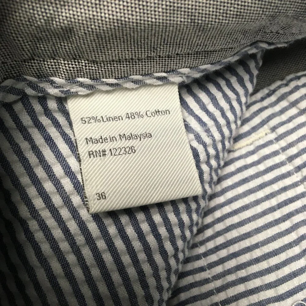 J Hilburn Mens Shorts size 36 Oxford Tailored Fit Linen Blend Heathered Gray‎